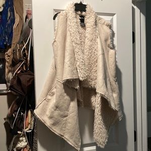 Beige cream furry vest
